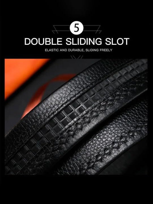 π€ Premium Black Leather Belt for Men | π Auto-Lock Buckle | πΌ Adjustable & Durable Design | π Formal & π Casual Wear