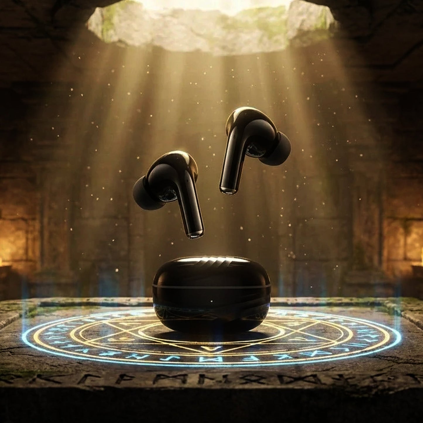 Pure Black Earbuds with Deep Bass, Quad Mic & 48H Playback