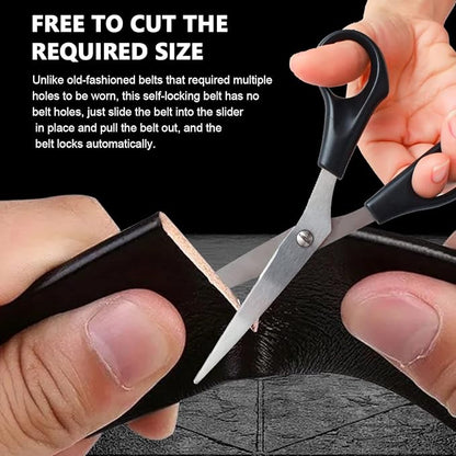 🖤 Premium Black Leather Belt for Men | 🔒 Auto-Lock Buckle | 💼 Adjustable & Durable Design | 👔 Formal & 👖 Casual Wear