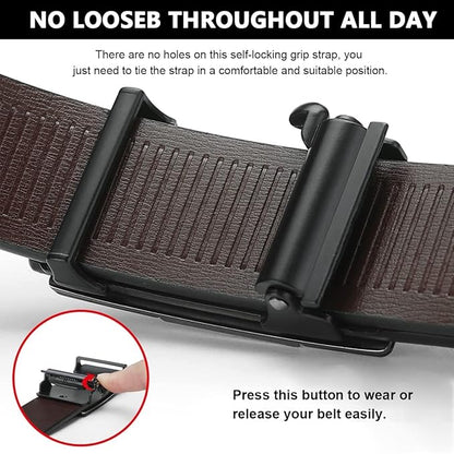 🖤 Premium Black Leather Belt for Men | 🔒 Auto-Lock Buckle | 💼 Adjustable & Durable Design | 👔 Formal & 👖 Casual Wear