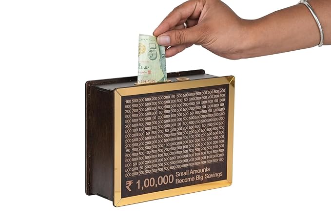 Money Saving Box for Kids and Adults | Wooden Money Bank with Lock | 1 Lakh Saving Box with Numbers | (Money Bank)