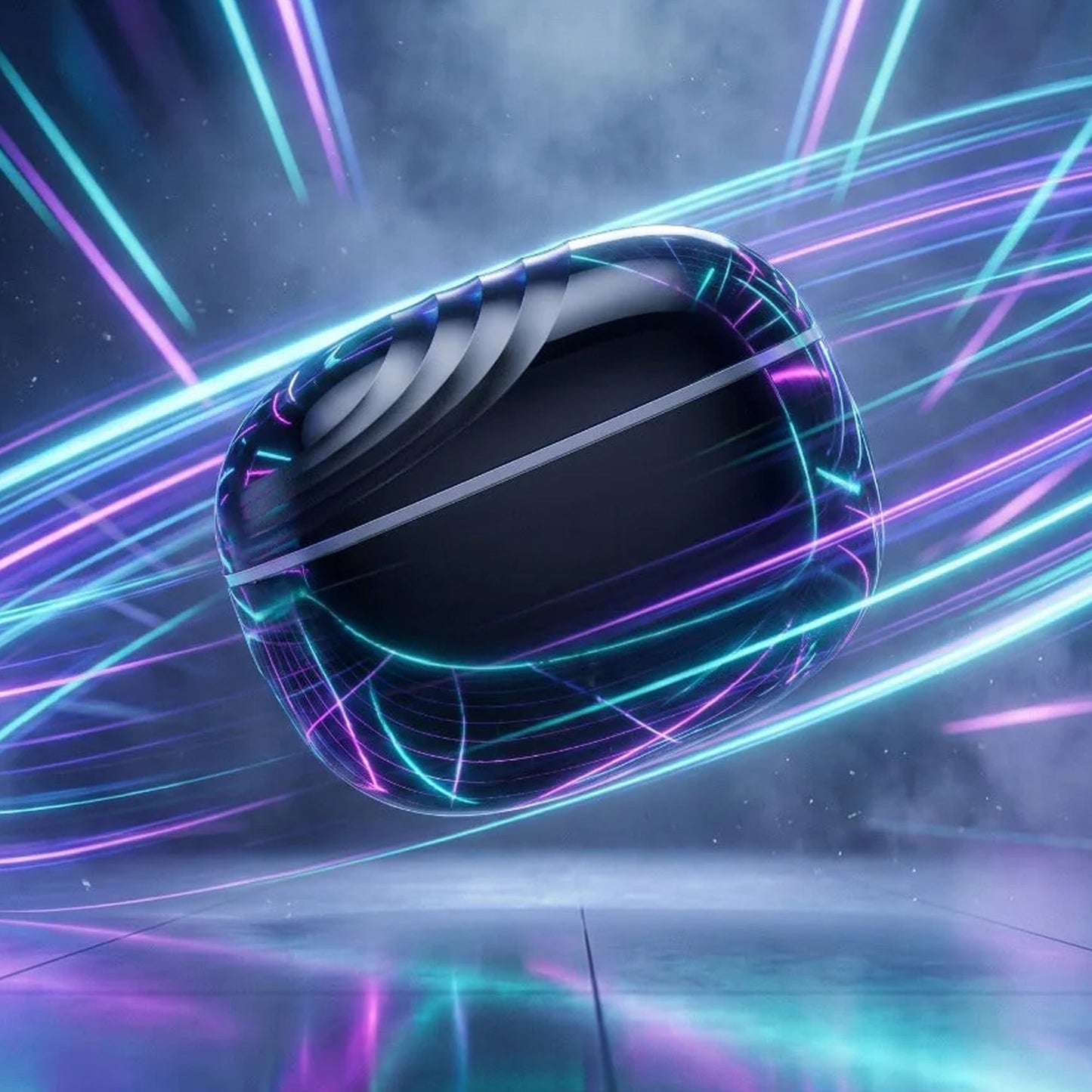 Pure Black Earbuds with Deep Bass, Quad Mic & 48H Playback