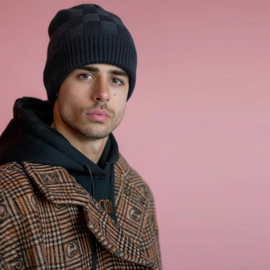 Mens Woolen Winter Cap Beanie Soft Warm Wool Blend Knitted Cap for Cold Weather