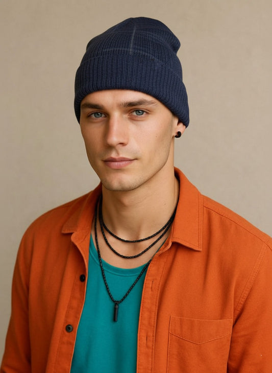 Mens Woolen Winter Cap Beanie Soft Warm Wool Blend Knitted Cap for Cold Weather