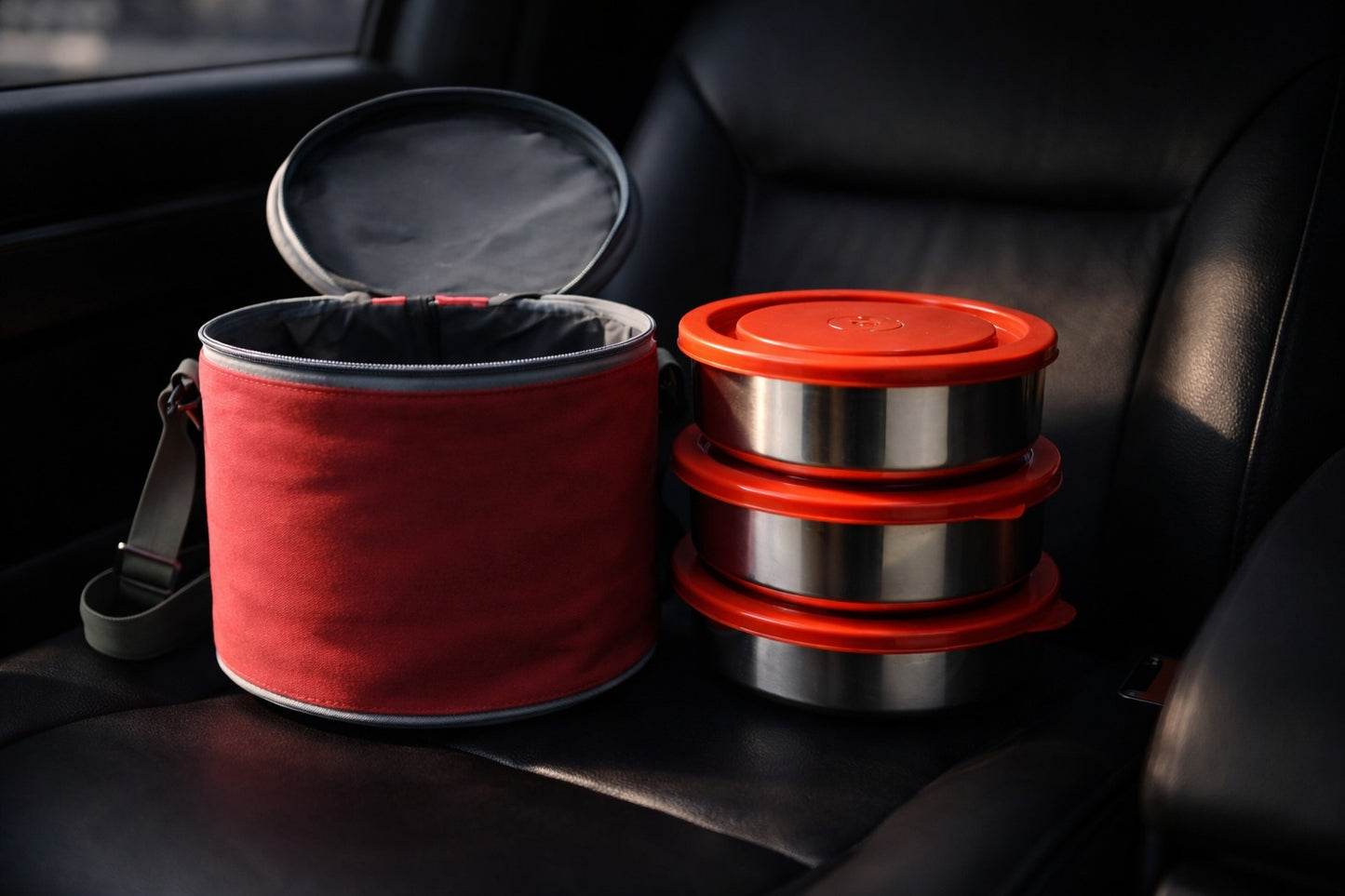 Round Lunch Box – 3 Bowl Set (200 ml Each) with Carry Bag