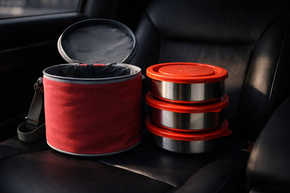 Round Lunch Box – 3 Bowl Set (200 ml Each) with Carry Bag