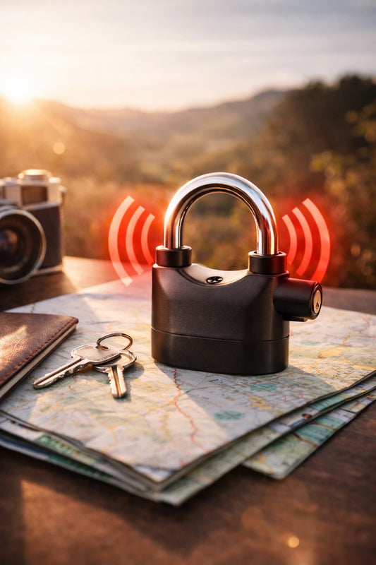 Anti-Theft Alarm Padlock, 110dba Motion Sensor, Hard Zinc Alloy Body, Chrome Plated Steel Lock with Keys